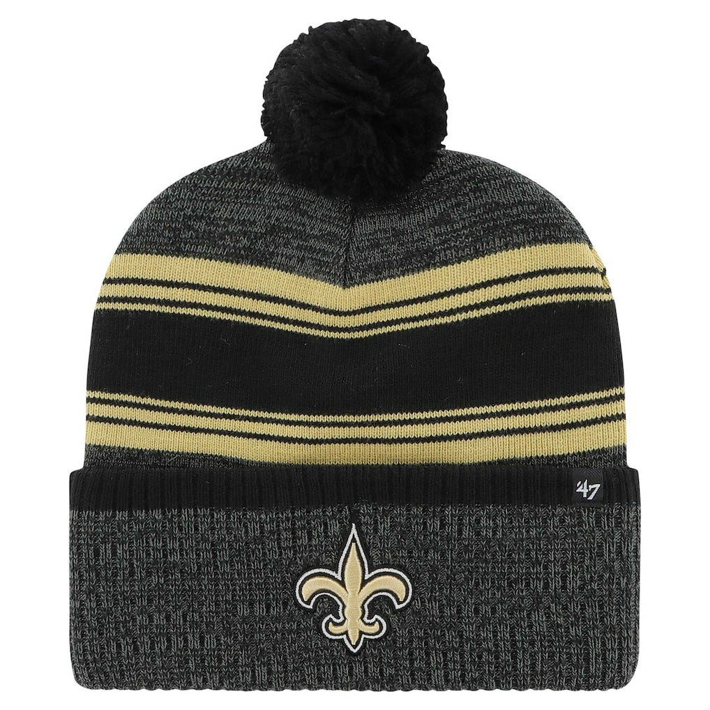 47 brand New Orleans Saints '47 Fadeout Cuffed Knit Hat with Pom Black