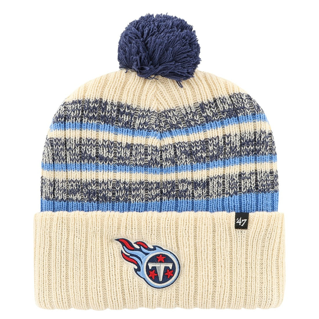 47 brand Tennessee Titans '47 Tavern Cuffed Knit Hat with Pom Cream