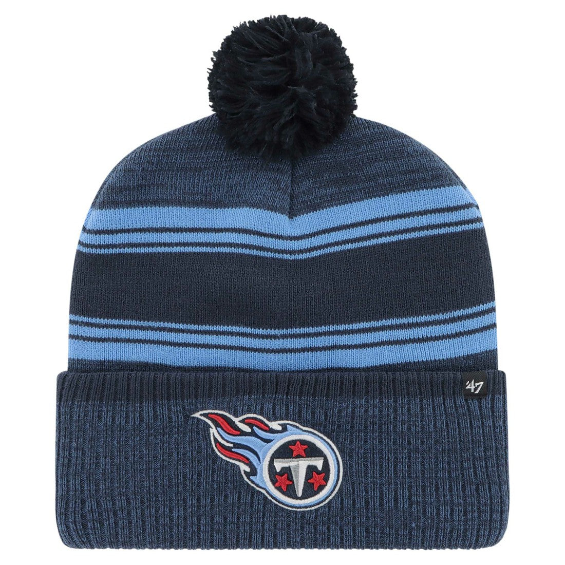 47 brand Tennessee Titans '47 Fadeout Cuffed Knit Hat with Pom Navy