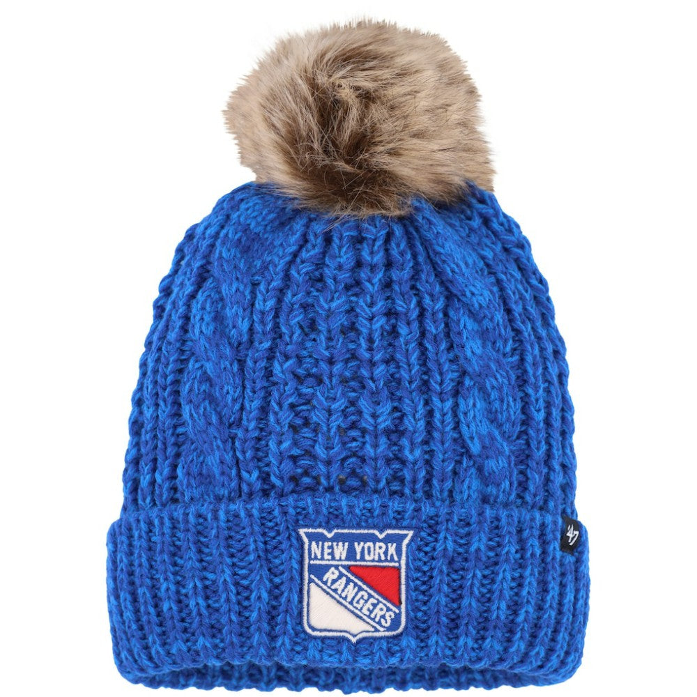 New York Rangers '47 Women's Meeko Cuffed Knit Hat with Pom - Royal - NHL 200009046