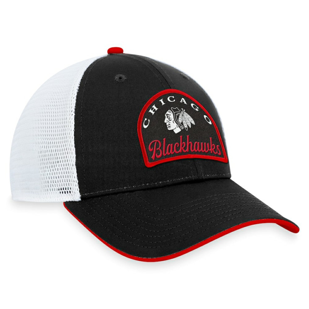 Chicago Blackhawks Fanatics Fundamental Adjustable Hat - Black/White - NHL 200010110