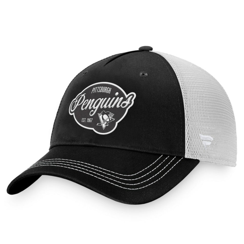 Pittsburgh Penguins Fanatics Women's Fundamental Trucker Adjustable Hat - Black/White - NHL 200010178