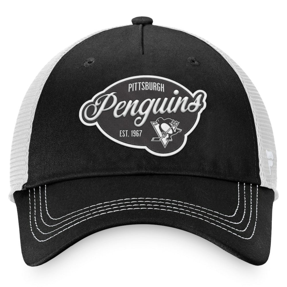 Pittsburgh Penguins Fanatics Women's Fundamental Trucker Adjustable Hat - Black/White - NHL 200010178