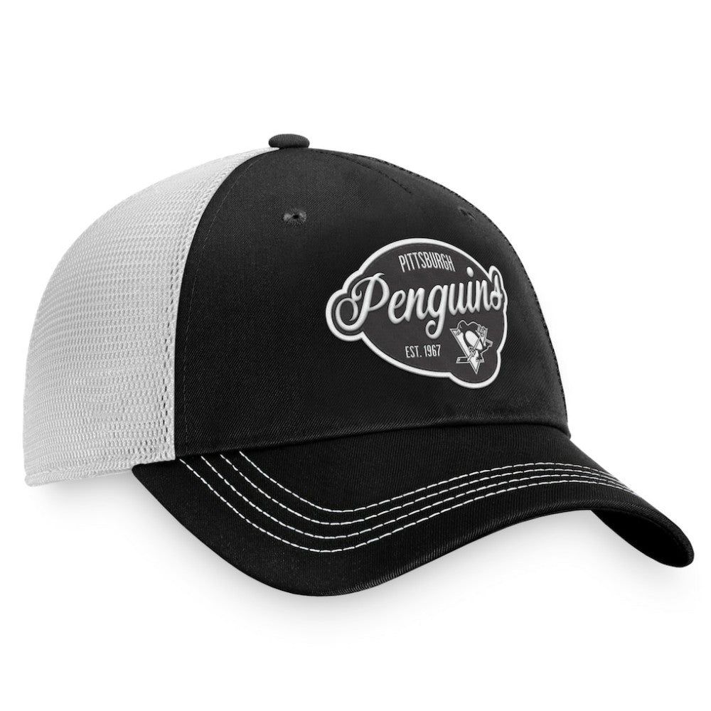 Pittsburgh Penguins Fanatics Women's Fundamental Trucker Adjustable Hat - Black/White - NHL 200010178
