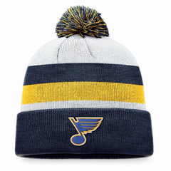 St. Louis Blues Fanatics Fundamental Cuffed Knit Hat with Pom - Navy/Gold - NHL 200010181