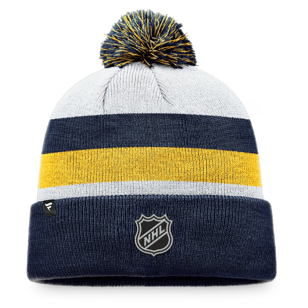 St. Louis Blues Fanatics Fundamental Cuffed Knit Hat with Pom - Navy/Gold - NHL 200010181