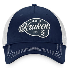 Seattle Kraken Fanatics Women's Fundamental Trucker Adjustable Hat - Deep Sea Blue/White - NHL 200010183