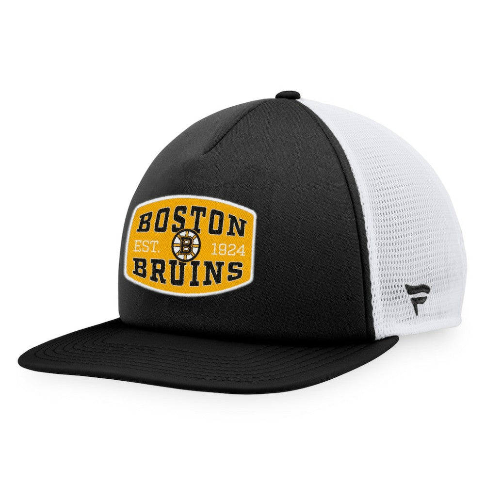 Boston Bruins Fanatics Foam Front Patch Trucker Snapback Hat - Black/White - NHL 200010186