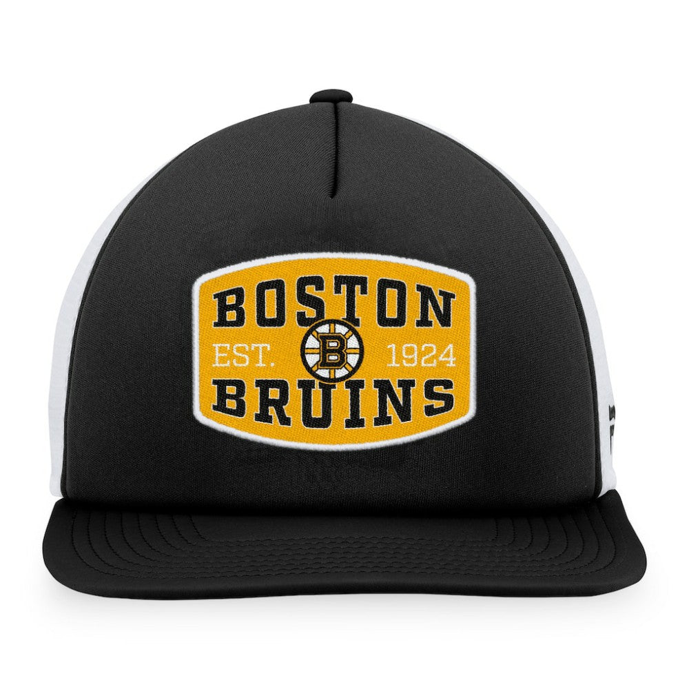Boston Bruins Fanatics Foam Front Patch Trucker Snapback Hat - Black/White - NHL 200010186