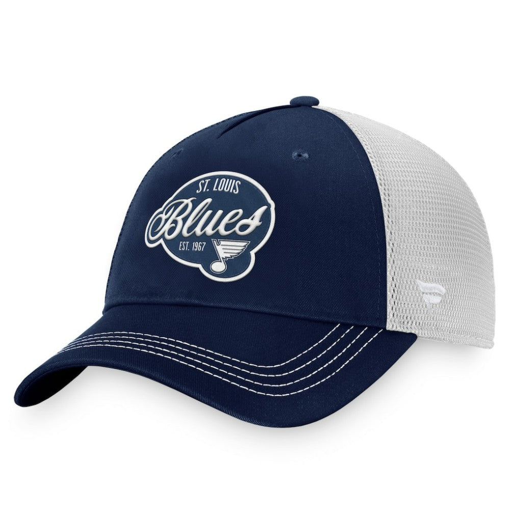 St. Louis Blues Fanatics Women's Fundamental Trucker Adjustable Hat - Navy/White - NHL 200010192