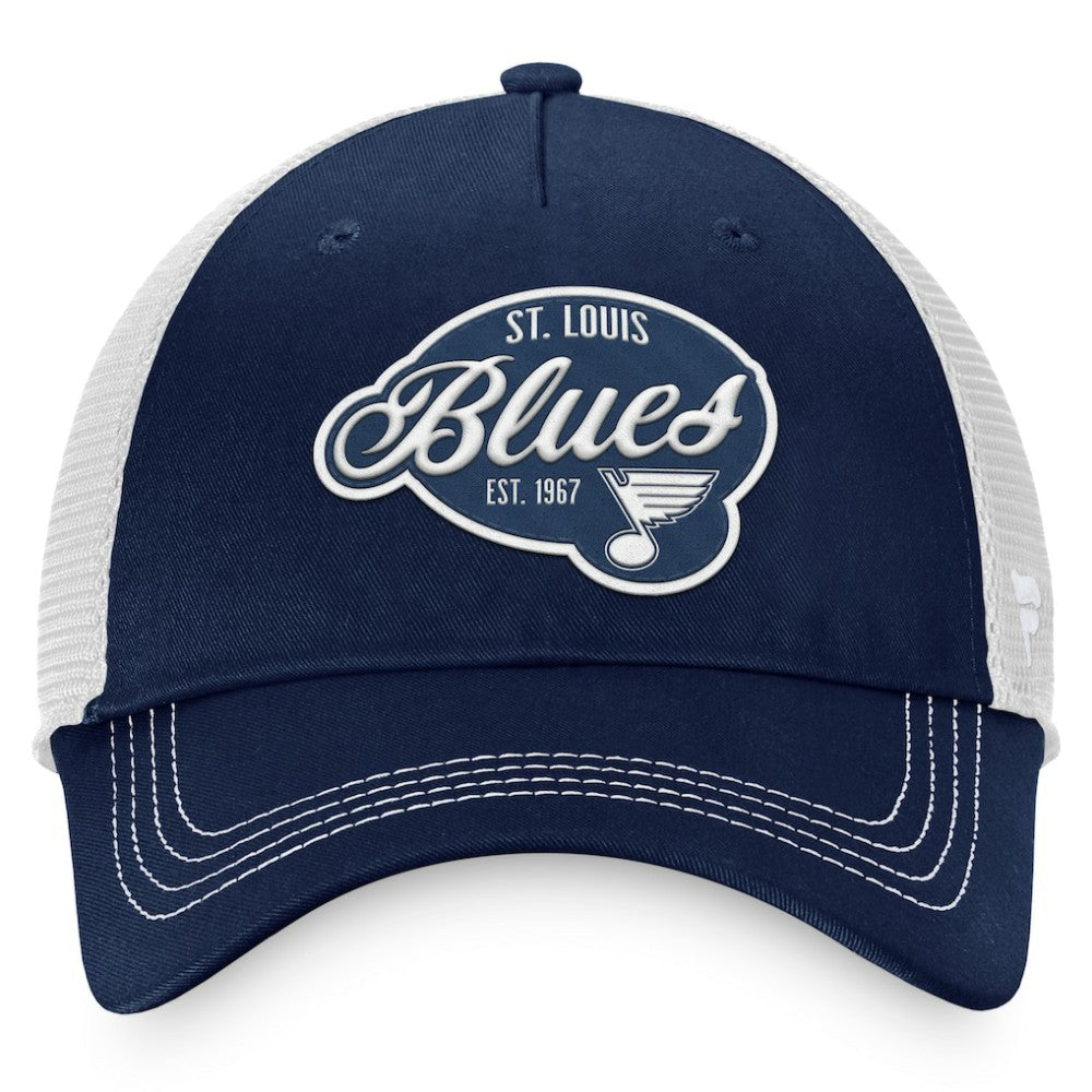 St. Louis Blues Fanatics Women's Fundamental Trucker Adjustable Hat - Navy/White - NHL 200010192