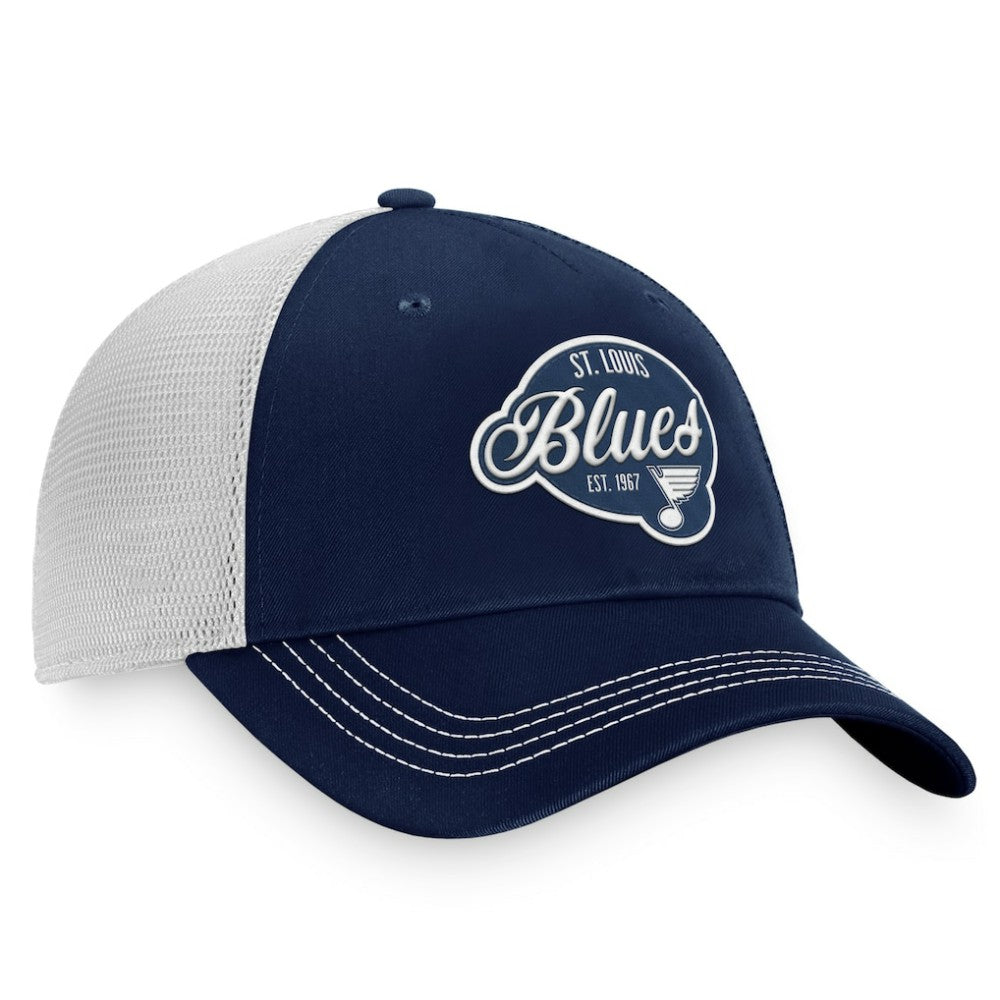 St. Louis Blues Fanatics Women's Fundamental Trucker Adjustable Hat - Navy/White - NHL 200010192