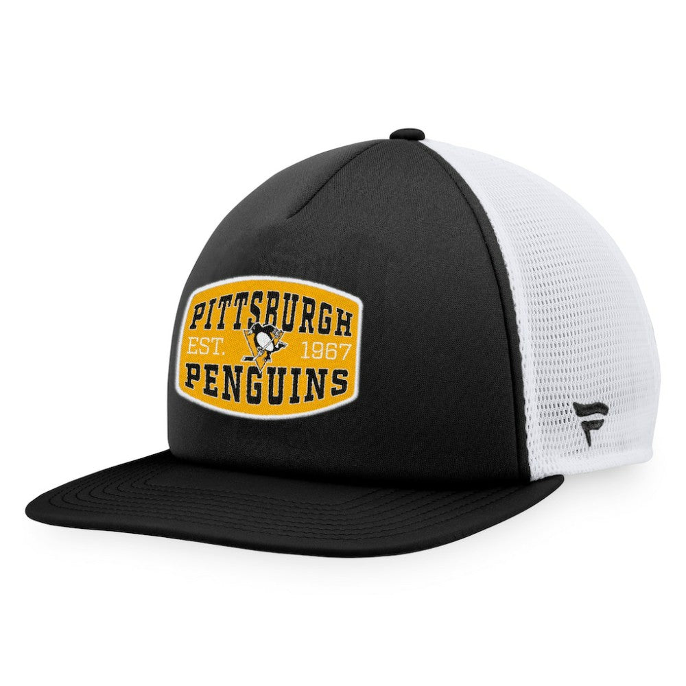 Pittsburgh Penguins Fanatics Foam Front Patch Trucker Snapback Hat - Black/White - NHL 200010209