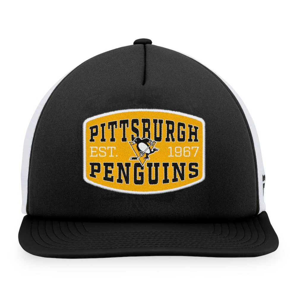 Pittsburgh Penguins Fanatics Foam Front Patch Trucker Snapback Hat - Black/White - NHL 200010209