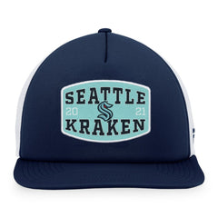Seattle Kraken Fanatics Foam Front Patch Trucker Snapback Hat - Deep Sea Blue/White - NHL 200010212