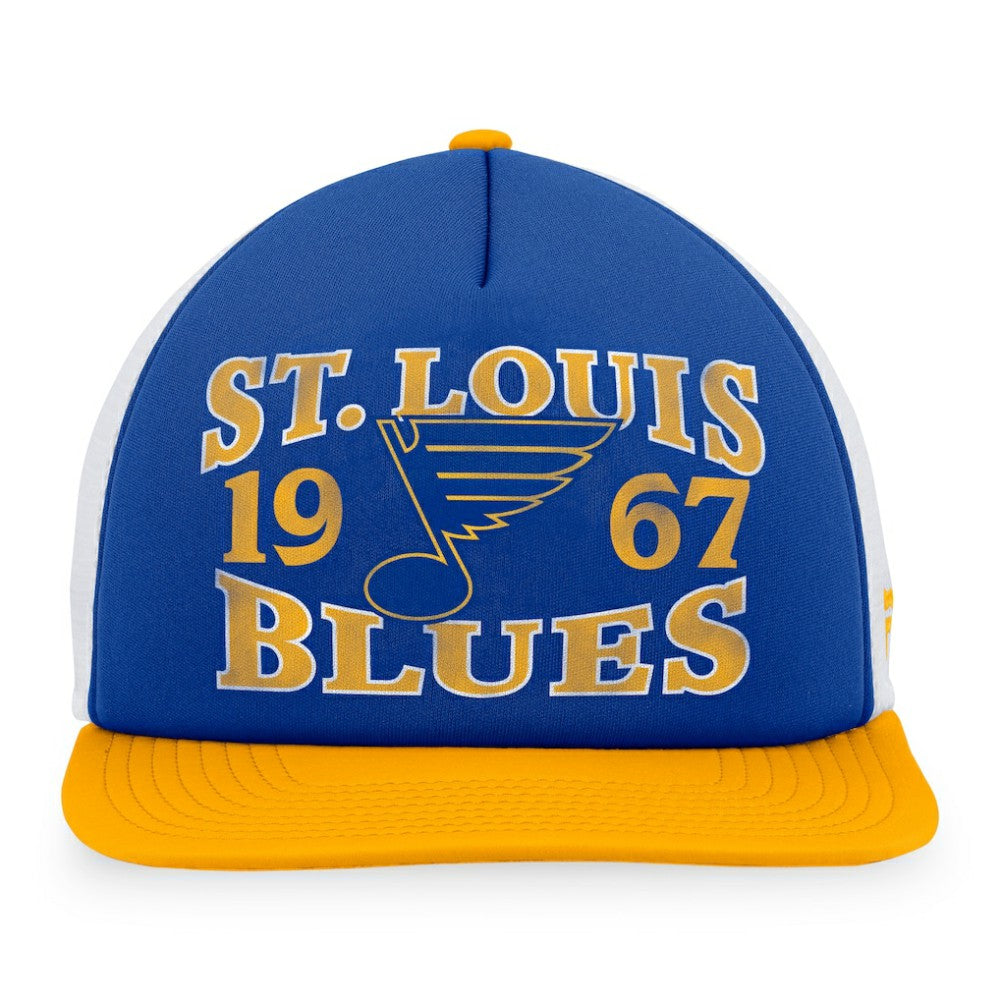 St. Louis Blues Fanatics Heritage Vintage Foam Front Trucker Snapback Hat - Blue/Gold - NHL 200010247