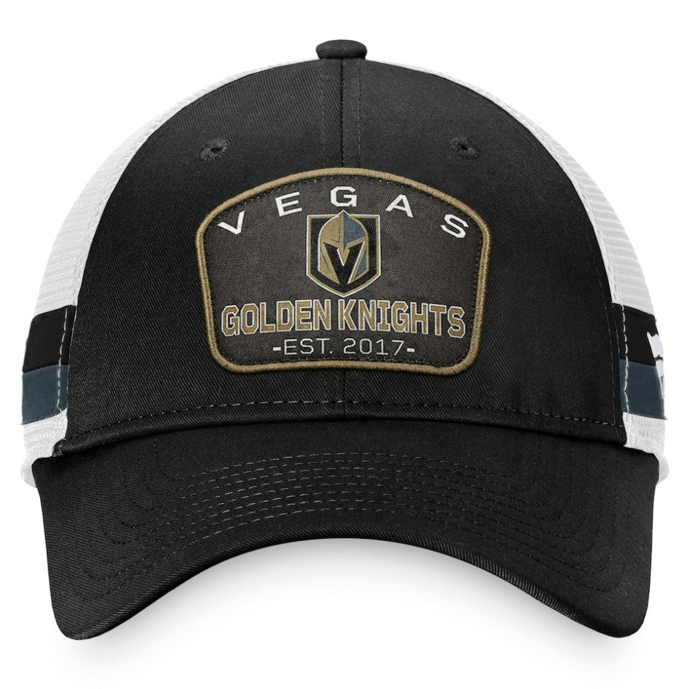 Vegas Golden Knights Fanatics Fundamental Striped Trucker Adjustable Hat - Black/White - NHL 200010350