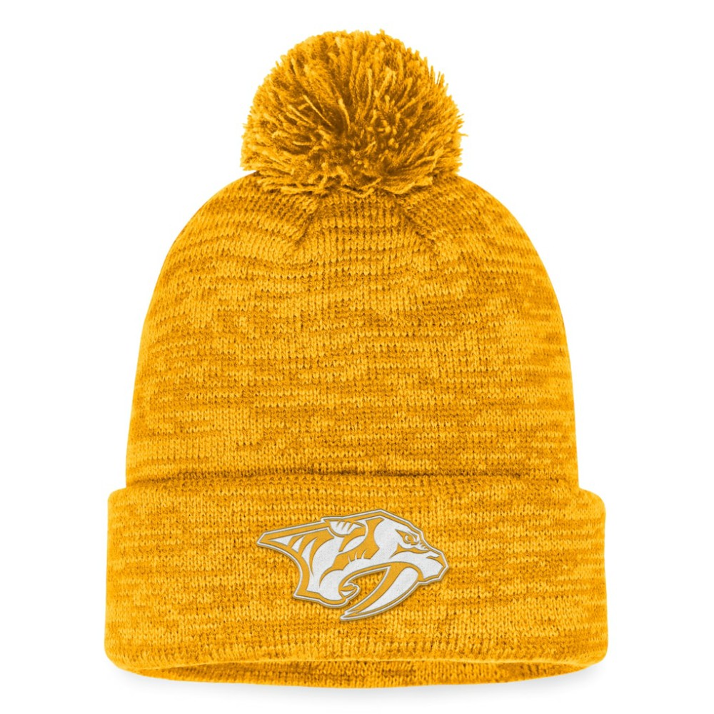 Nashville Predators Fanatics Fundamental Cuffed Knit Hat with Pom - Gold - NHL 200010436