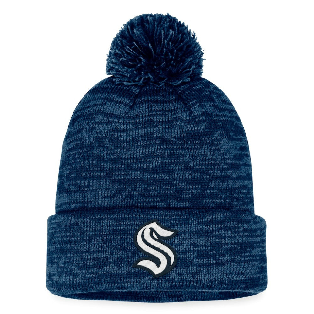 Seattle Kraken Fanatics Fundamental Cuffed Knit Hat with Pom - Deep Sea Blue - NHL 200010449