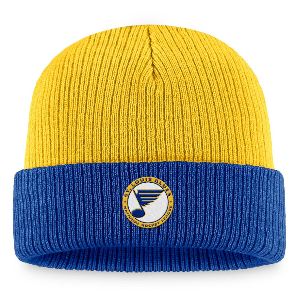 St. Louis Blues Fanatics Heritage Vintage Cuffed Knit Hat - Gold/Blue - NHL 200010519