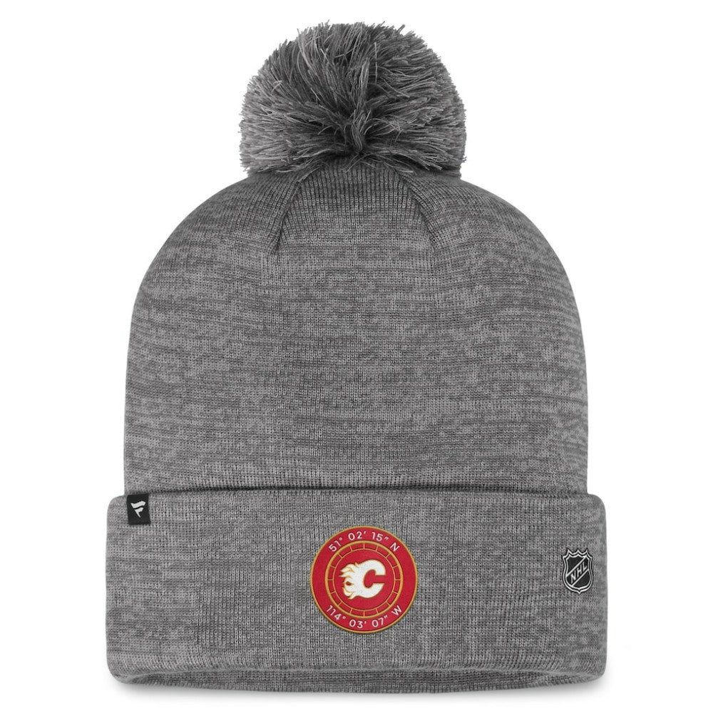 Calgary Flames Fanatics Authentic Pro Home Ice Cuffed Knit Hat with Pom - Gray - NHL 200011113