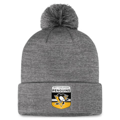 Pittsburgh Penguins Fanatics Authentic Pro Home Ice Cuffed Knit Hat with Pom - Gray - NHL 200011153