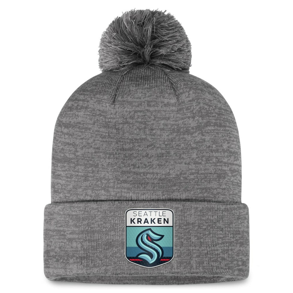 Seattle Kraken Fanatics Authentic Pro Home Ice Cuffed Knit Hat with Pom - Gray - NHL 200011158