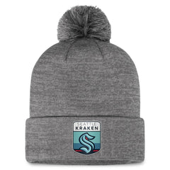 Seattle Kraken Fanatics Authentic Pro Home Ice Cuffed Knit Hat with Pom - Gray - NHL 200011158