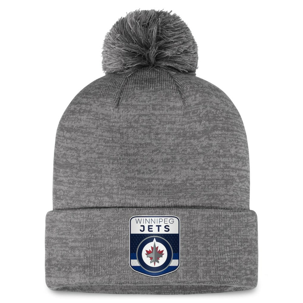 Winnipeg Jets Fanatics Authentic Pro Home Ice Cuffed Knit Hat with Pom - Gray - NHL 200011196