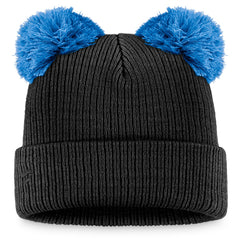 Miami Marlins Fanatics Women's Double Pom Cuffed Knit Hat - Black/Blue - Fanatics on Sale