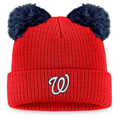 Washington Nationals Fanatics Women's Double Pom Cuffed Knit Hat - Red/Navy - Fanatics Online