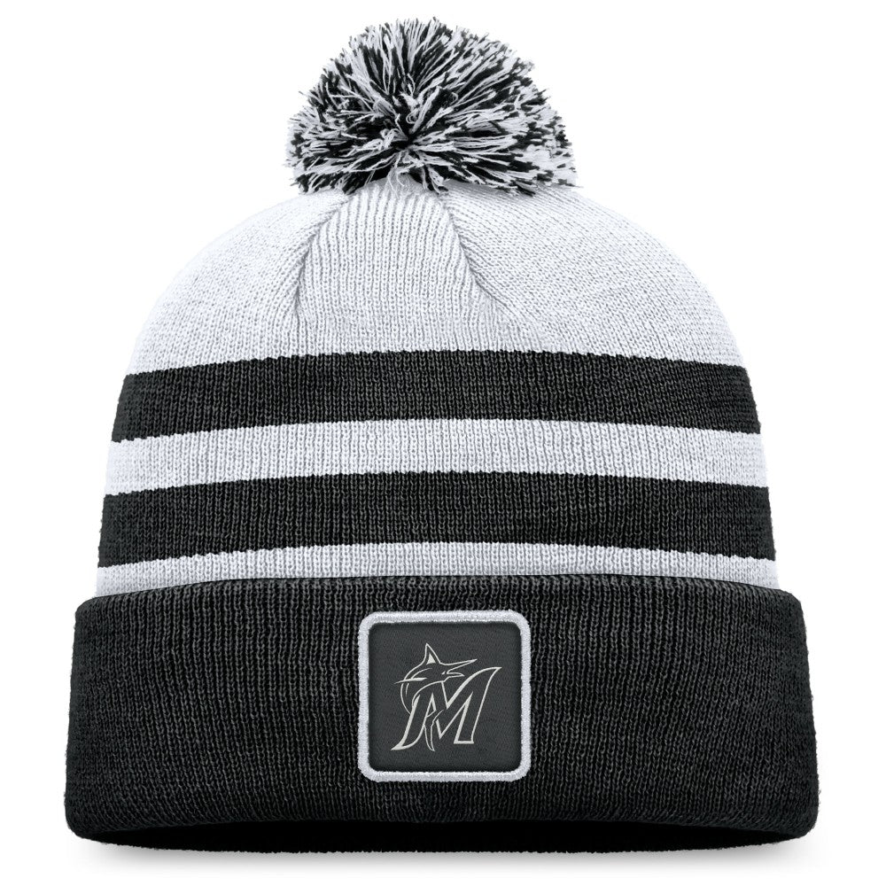 Miami Marlins Fanatics Cuffed Knit Hat with Pom - Gray - Fanatics Lifestyle
