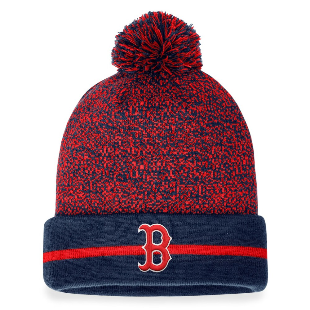 Boston Red Sox Fanatics Space-Dye Cuffed Knit Hat with Pom - Navy/Red - Fanatics Lifestyle