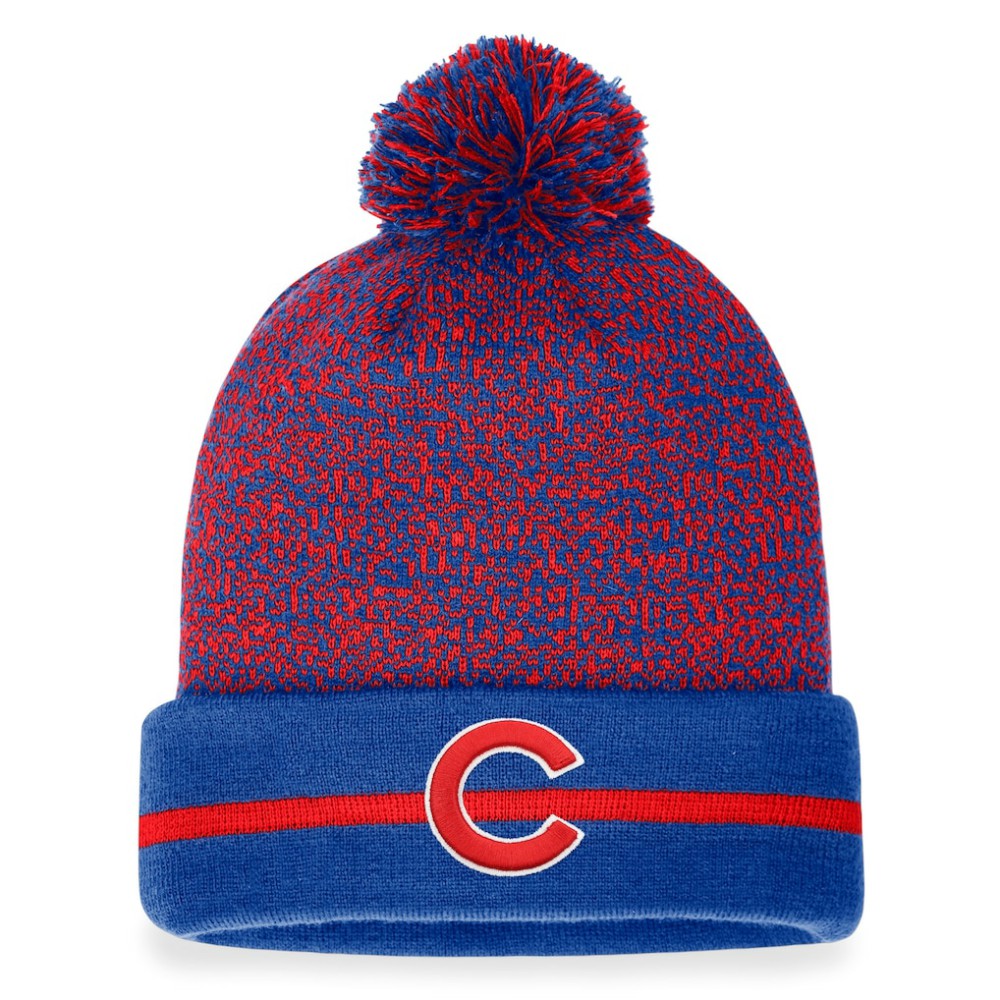 Chicago Cubs Fanatics Space-Dye Cuffed Knit Hat with Pom - Royal/Red - Fanatics Lifestyle