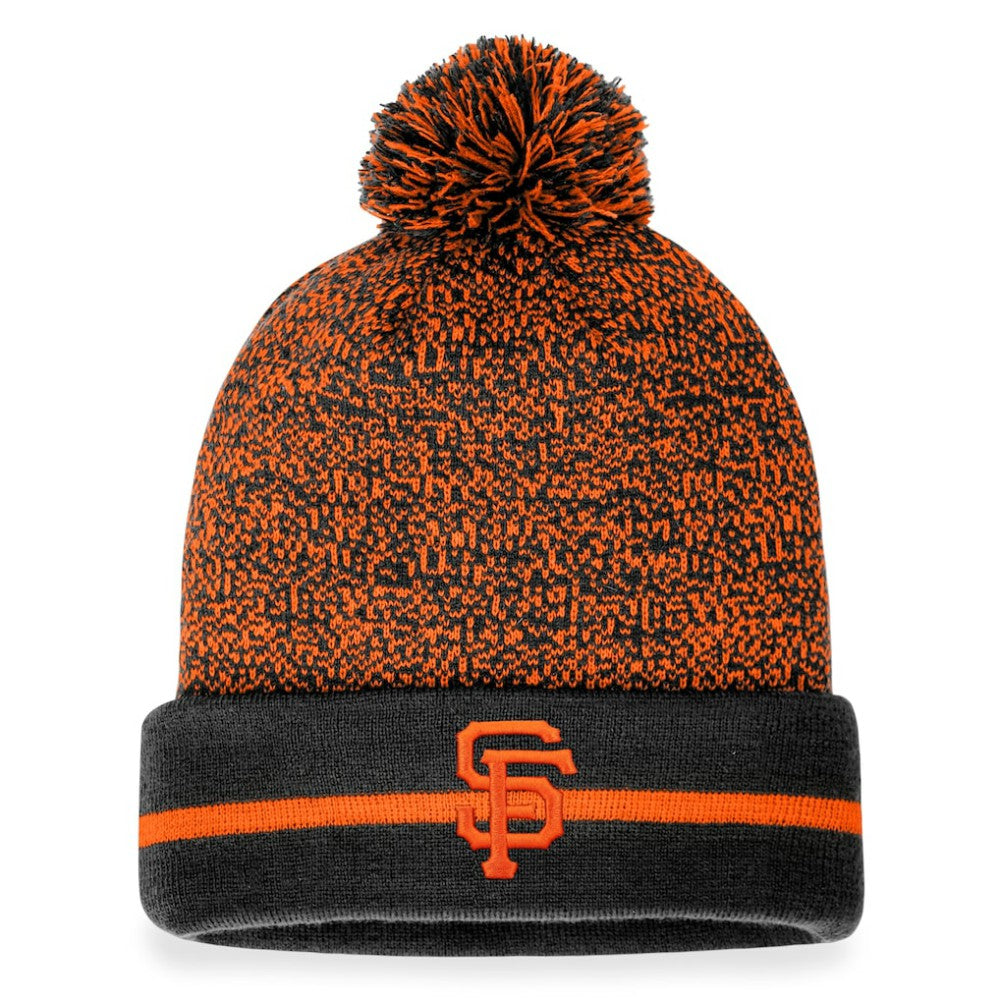 San Francisco Giants Fanatics Space-Dye Cuffed Knit Hat with Pom - Black/Orange - Fanatics Lifestyle