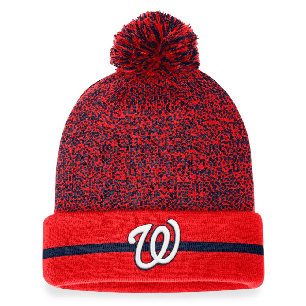 Washington Nationals Fanatics Space-Dye Cuffed Knit Hat with Pom - Red/Navy - Fanatics Online