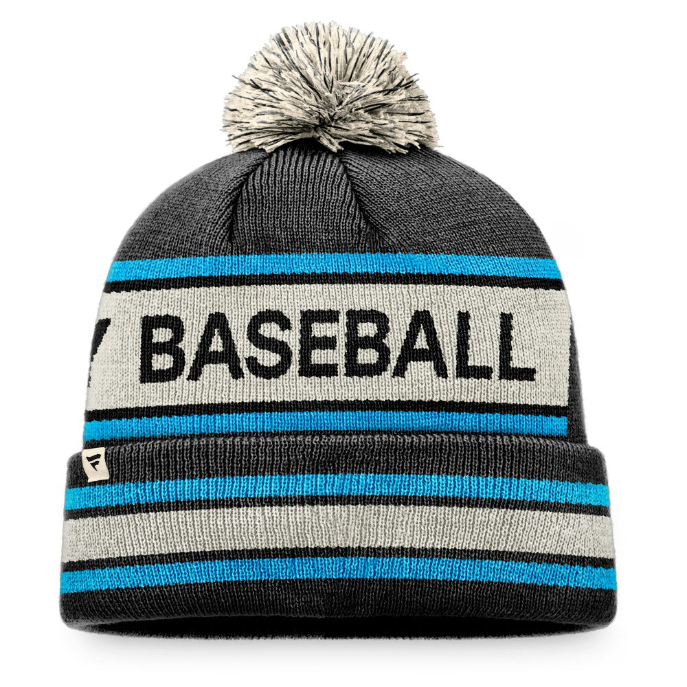 Miami Marlins Fanatics Hometown Slogan Cuffed Knit Hat with Pom - Black/Natural - Fanatics Sale