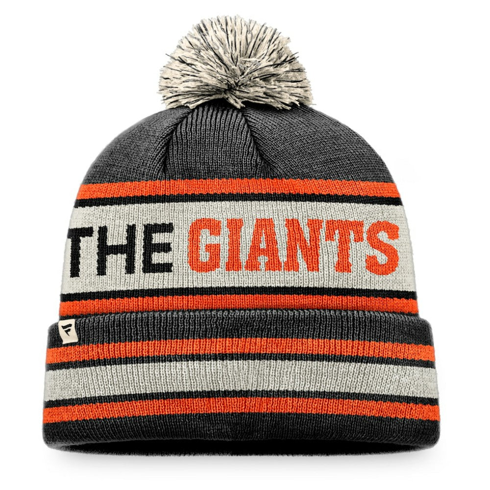 San Francisco Giants Fanatics Hometown Slogan Cuffed Knit Hat with Pom - Black/Natural - Fanatics Sale