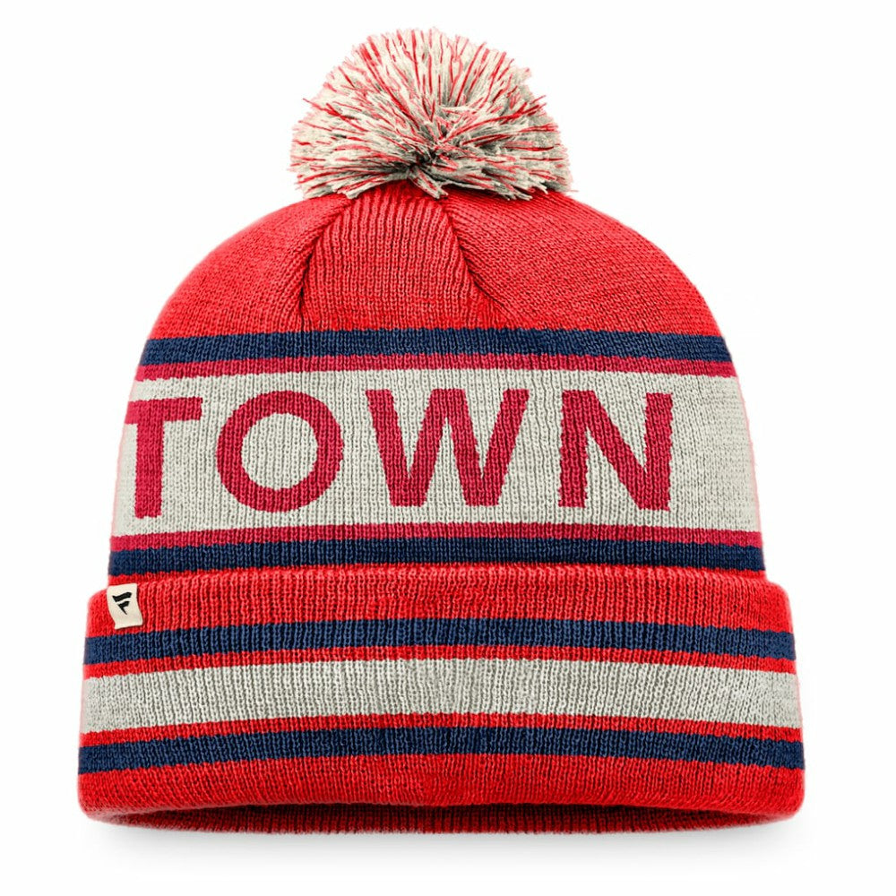 Washington Nationals Fanatics Hometown Slogan Cuffed Knit Hat with Pom - Red/Natural - Fanatics Online