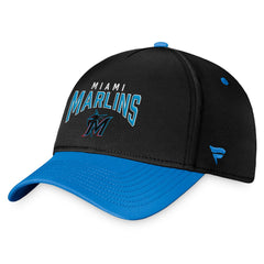Miami Marlins Fanatics Stacked Logo Flex Hat - Black/Blue - Fanatics Discount