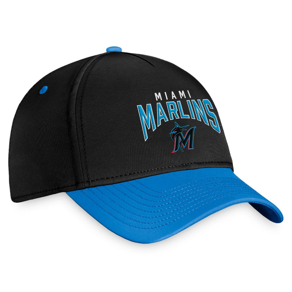 Miami Marlins Fanatics Stacked Logo Flex Hat - Black/Blue - Fanatics Discount
