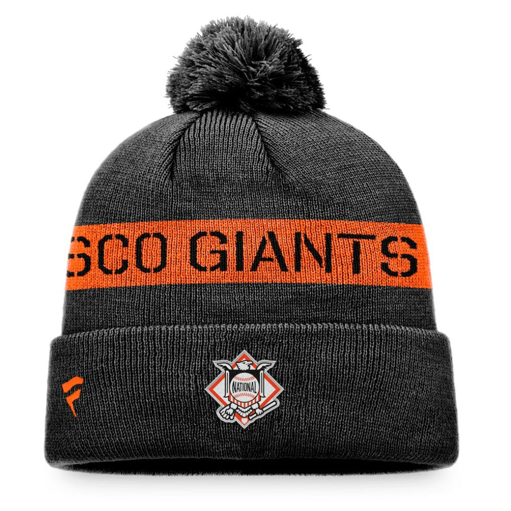 San Francisco Giants Fanatics League Logo Cuffed Knit Hat with Pom - Black/Orange - Fanatics Online