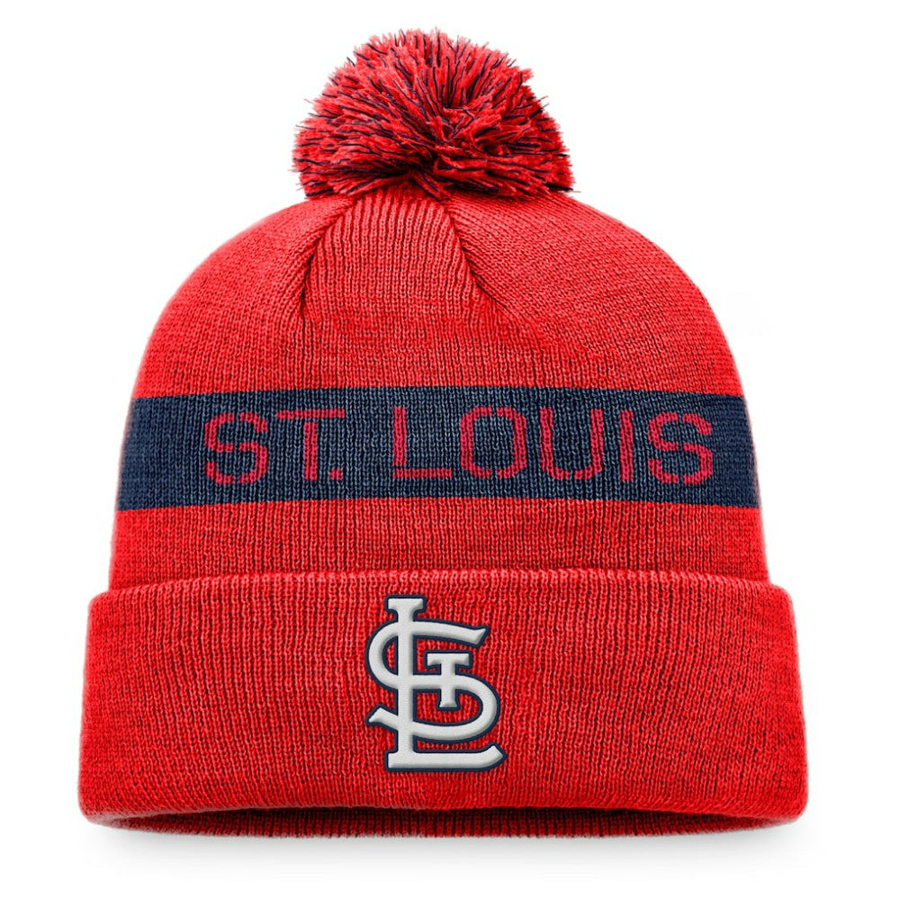 St. Louis Cardinals Fanatics League Logo Cuffed Knit Hat with Pom - Red/Navy - Fanatics Online