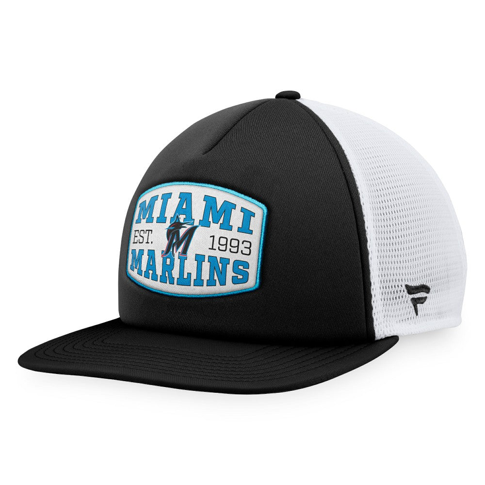 Miami Marlins Fanatics Foam Front Patch Trucker Snapback Hat - Black - Fanatics on Sale