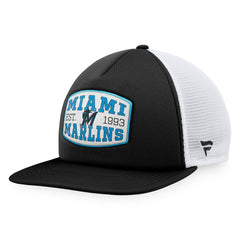 Miami Marlins Fanatics Foam Front Patch Trucker Snapback Hat - Black - Fanatics on Sale