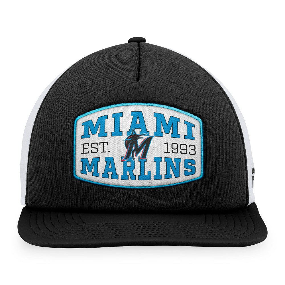 Miami Marlins Fanatics Foam Front Patch Trucker Snapback Hat - Black - Fanatics on Sale