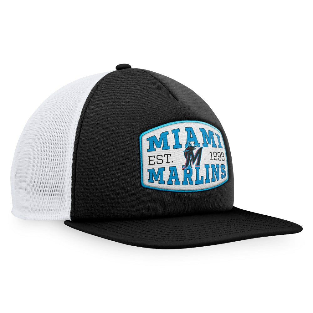 Miami Marlins Fanatics Foam Front Patch Trucker Snapback Hat - Black - Fanatics on Sale