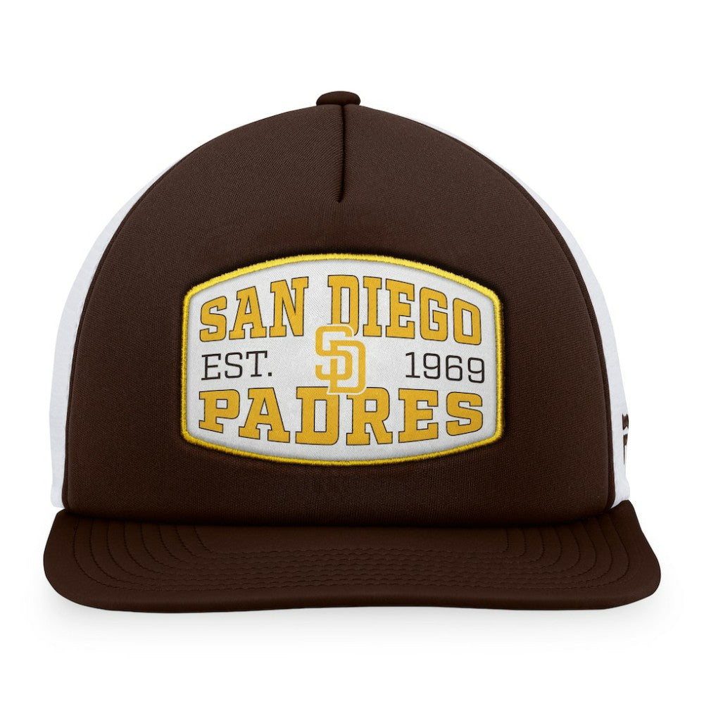 San Diego Padres Fanatics Foam Front Patch Trucker Snapback Hat - Brown - Fanatics on Sale