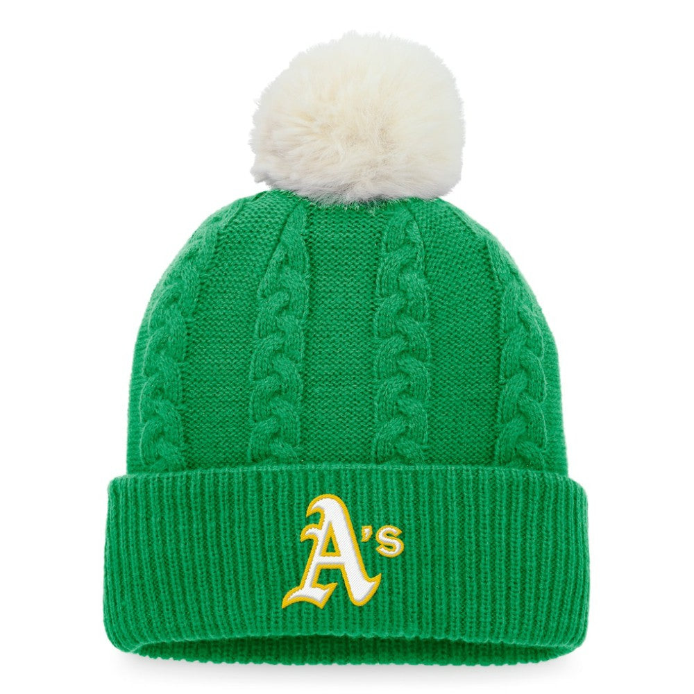 Athletics Fanatics Women's Cable Cuffed Knit Hat with Pom - Kelly Green - Fanatics Online