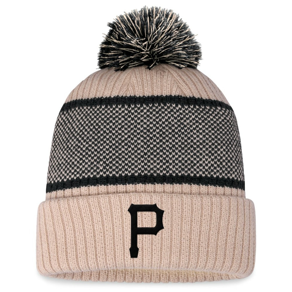 Pittsburgh Pirates Fanatics Women's Cuffed Knit Hat with Pom - Natural/Black - Fanatics Lifestyle